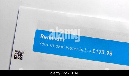 Unpaid water bill reminder UK Stock Photo