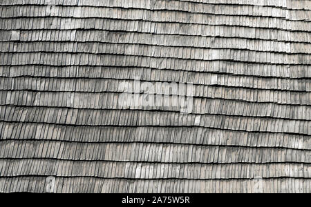 wooden church roof wood tiles texture pattern background Stock Photo