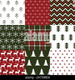 Winter christmas vector seamless patterns Stock Vector