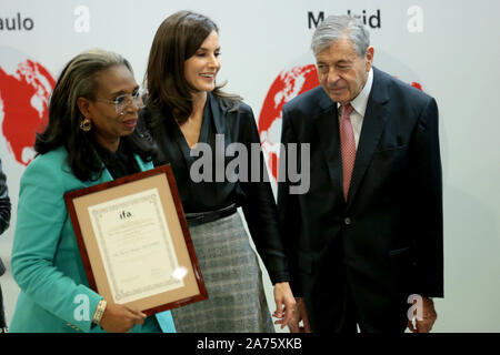 Madrid, Spain; 30/10/2019.- Ibukun Awosika and Pedro Nueno.Queen Letizia presides over the delivery of the International Friendship Award (IFA), seven Chinese and African entrepreneurs recognize their contribution to investment and job creation in their countries and abroad. The Winners are Li Ka Shing, president of CK Hutchison Holdings; Hong Tianzhu, president and CEO of Texhong Textile Group Limited; Liling Qi, president of Puente China España and La Roca Golf Resort; Lidan Qi, general director of Puente China España; and Chen Xi, president of Sanquan Food Co. Ltd. In addition, the trajecto Stock Photo