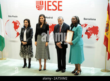 Madrid, Spain; 30/10/2019.- Ibukun Awosika president of the First Bank of Nigeria.Queen Letizia presides over the delivery of the International Friendship Award (IFA), seven Chinese and African entrepreneurs recognize their contribution to investment and job creation in their countries and abroad. The Winners are Li Ka Shing, president of CK Hutchison Holdings; Hong Tianzhu, president and CEO of Texhong Textile Group Limited; Liling Qi, president of Puente China España and La Roca Golf Resort; Lidan Qi, general director of Puente China España; and Chen Xi, president of Sanquan Food Co. Ltd. In Stock Photo