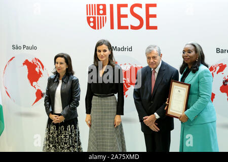 Madrid, Spain; 30/10/2019.- Ibukun Awosika president of the First Bank of Nigeria.Queen Letizia presides over the delivery of the International Friendship Award (IFA), seven Chinese and African entrepreneurs recognize their contribution to investment and job creation in their countries and abroad. The Winners are Li Ka Shing, president of CK Hutchison Holdings; Hong Tianzhu, president and CEO of Texhong Textile Group Limited; Liling Qi, president of Puente China España and La Roca Golf Resort; Lidan Qi, general director of Puente China España; and Chen Xi, president of Sanquan Food Co. Ltd. In Stock Photo