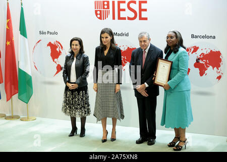 Madrid, Spain; 30/10/2019.- Ibukun Awosika president of the First Bank of Nigeria.Queen Letizia presides over the delivery of the International Friendship Award (IFA), seven Chinese and African entrepreneurs recognize their contribution to investment and job creation in their countries and abroad. The Winners are Li Ka Shing, president of CK Hutchison Holdings; Hong Tianzhu, president and CEO of Texhong Textile Group Limited; Liling Qi, president of Puente China España and La Roca Golf Resort; Lidan Qi, general director of Puente China España; and Chen Xi, president of Sanquan Food Co. Ltd. In Stock Photo