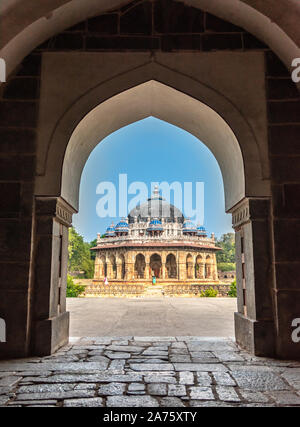 Isa Khan's Tomb , an octagonal tomb known for its sunken garden was built for a noble in the Humayun's Tomb complex. Stock Photo