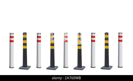 Road column isolated on a white background. Road safety Stock Photo
