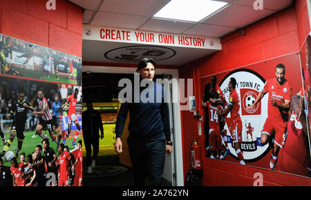 Crawley head coach Gabriele Cioffi arrives for the Carabao Cup fourth round match between Crawley Town and Colchester United at the People's Pension Stadium , Crawley , 29 October 2019 - Editorial use only. No merchandising. For Football images FA and Premier League restrictions apply inc. no internet/mobile usage without FAPL license - for details contact Football Dataco