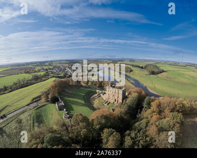 Norham Castle once the most dangerous place in England built by the Bishops of Durham this part of Northumberland was the Prince Bishops  Principality on the Scottish Border. Stock Photo