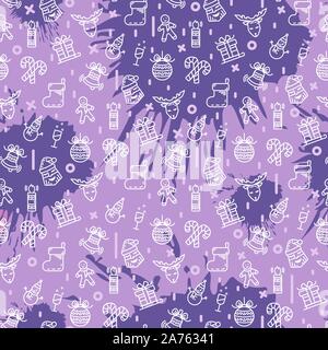 Vector christmas seamless  pattern in purple  Stock Vector