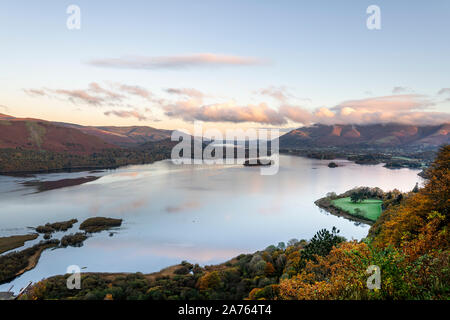 Surprise View over Derwent Water early morning in October Stock Photo