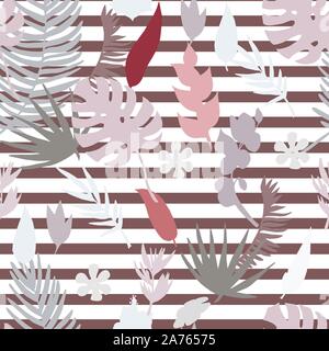 Vector seamless pattern with tropical plants Stock Vector