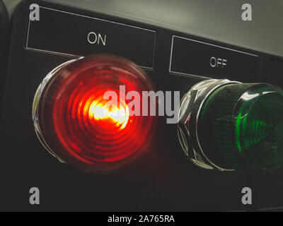 Red light on in the Motor Feeder breaker at MCC panel Stock Photo