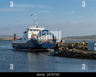 Northlink Ferry approaching ferry terminal at Gutcher, Yell, Shetland