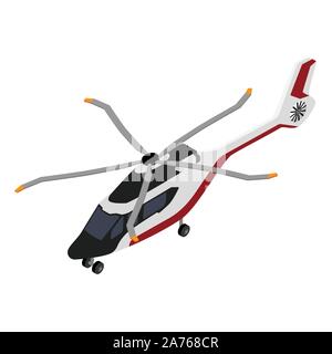 Luxury realistic helicopter isolated on white background isometric view Stock Vector