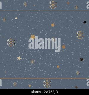 Gold and Silver Frame. For Cards, postcards, backgrounds, etc. Winter Holiday, Christmas Themes. Vector Illustration. Stock Vector