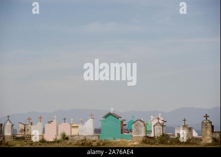 Dalat, Lam Dong, Vietnam - February 14, 2011: Colorful cemetery in the hills of Dalat Stock Photo