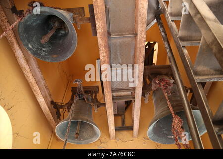 Bell Tower, Catholic Church and Shrine of St John the Baptist, Princess Haya Street, Madaba, Madaba Governorate, Jordan, Middle East Stock Photo