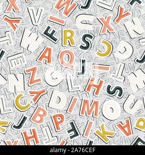 Alphabet pattern on a gray background Stock Vector