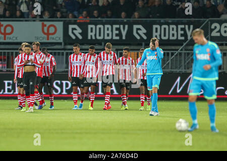 ROTTERDAM - 30-10-2019 , Football, Sparta Stadion Het Kasteel , Dutch KNVB Beker , season 2019 / 2020 , players Sparta celebrating the 1-0 by Sparta player Lars Veldwijk during the match Sparta - Volendam Stock Photo