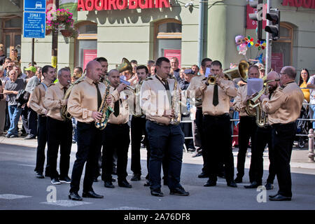 Vrsac, Serbia September 22, 2019. Traditional manifestation of grape harvest days. The orchestra participates in the program. Stock Photo