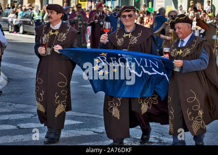 Vrsac, Serbia September 22, 2019. Traditional manifestation of grape harvest days. Passage of master winemakers. Stock Photo