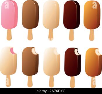 Vector illustration of various kinds of ice cream and sorbet Stock Vector