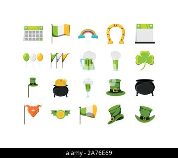 Saint patricks day icon set pack, High Quality variety symbols Vector illustration Stock Vector