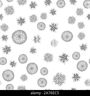 Seamless pattern of outline microbes. Isolated black simple line element illustration from a medical concept. Editable vector stroke microbe. Virus ic Stock Vector