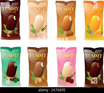 Vector illustration of various kinds of ice cream and sorbet Stock Vector
