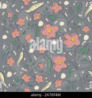 Floral Seamless Pattern. Hand Drawn. Vector Illustration Stock Photo