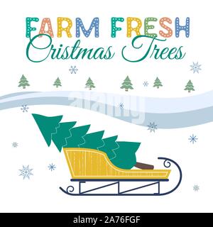 Farm fresh Christmas trees Stock Vector
