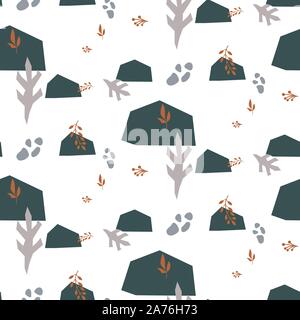 Terra abstract shapes seamless pattern. Papercut repeat background for wrap, textile and print design. Stock Vector