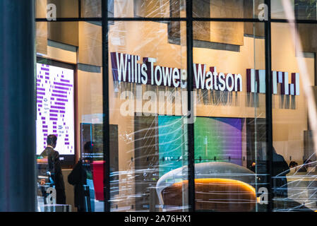 Willis Towers Watson Insurance Company Head Office / Headquarters on Lime Street in the City of London, London's Financial District Stock Photo