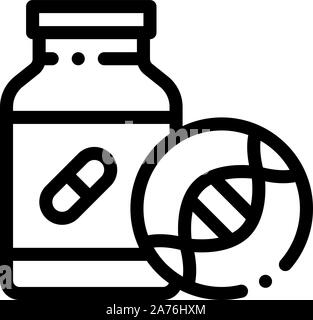 Medical Pill Bottle Biohacking Icon Vector Illustration Stock Vector
