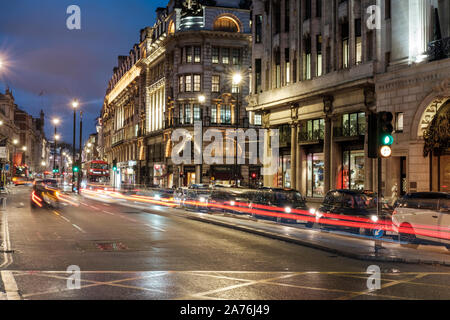 London,UK, night traffic on Piccadilly Stock Photo