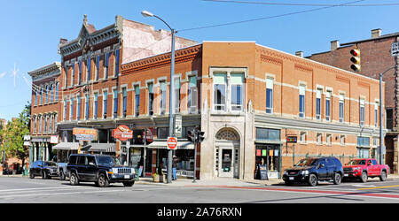 The main street in historic Mansfield, Ohio, USA is a typical small ...