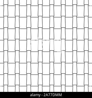 Abstract seamless geometric pattern, black and white outline tile roof. Linear style, vector illustration Stock Vector