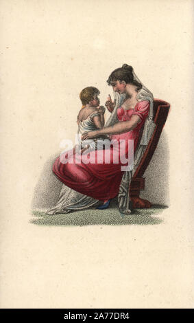 Mother With Child Praying On Her Lap Handcoloured Copperplate Engraving From Augustin Legrand S Amour Et Tendresse Love And Tenderness Louis Janet Paris 10 Stock Photo Alamy