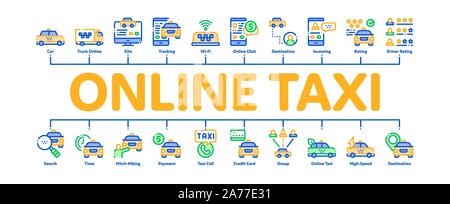 Online Taxi Minimal Infographic Banner Vector Stock Vector