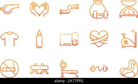 sport gym fitness icons set gradient line vector illustration Stock Vector