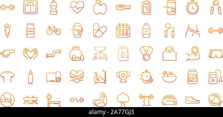 sport gym fitness icons set gradient line vector illustration Stock Vector