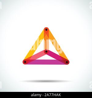 Abstract pyramid logo with intersecting transparent lines Stock Vector