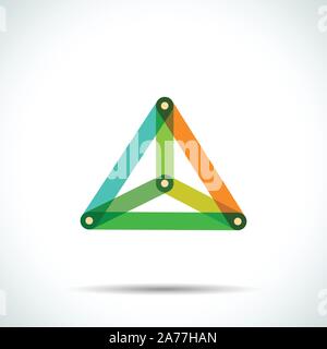 Abstract pyramid logo with intersecting transparent lines Stock Vector
