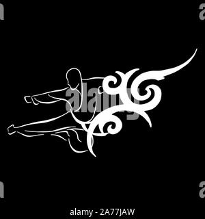 black tribal kungfu master martial art illustrations and vector logo Stock Photo