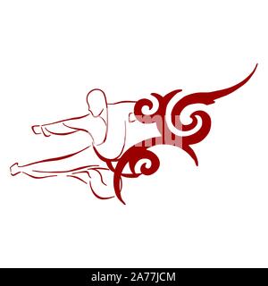 red tribal kungfu master martial art illustrations and vector logo Stock Photo