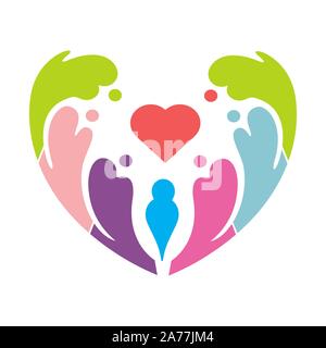 people community love and flower logo and illustration Stock Photo