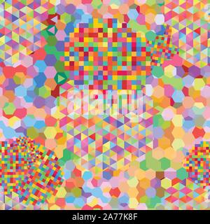 Seamless pattern with gainbow colored glitch styled bright messy shapes Stock Vector