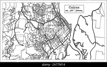 Cairns Australia City Map in Black and White Color. Outline Map. Vector Illustration. Stock Vector