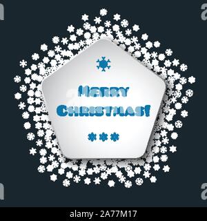 Scattered snowflakes under the retro frame Stock Vector