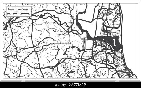 Sunshine Coast Australia City Map in Retro Style. Outline Map. Vector ...