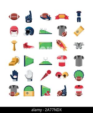 american football icon set pack, High Quality variety symbols Vector illustration Stock Vector